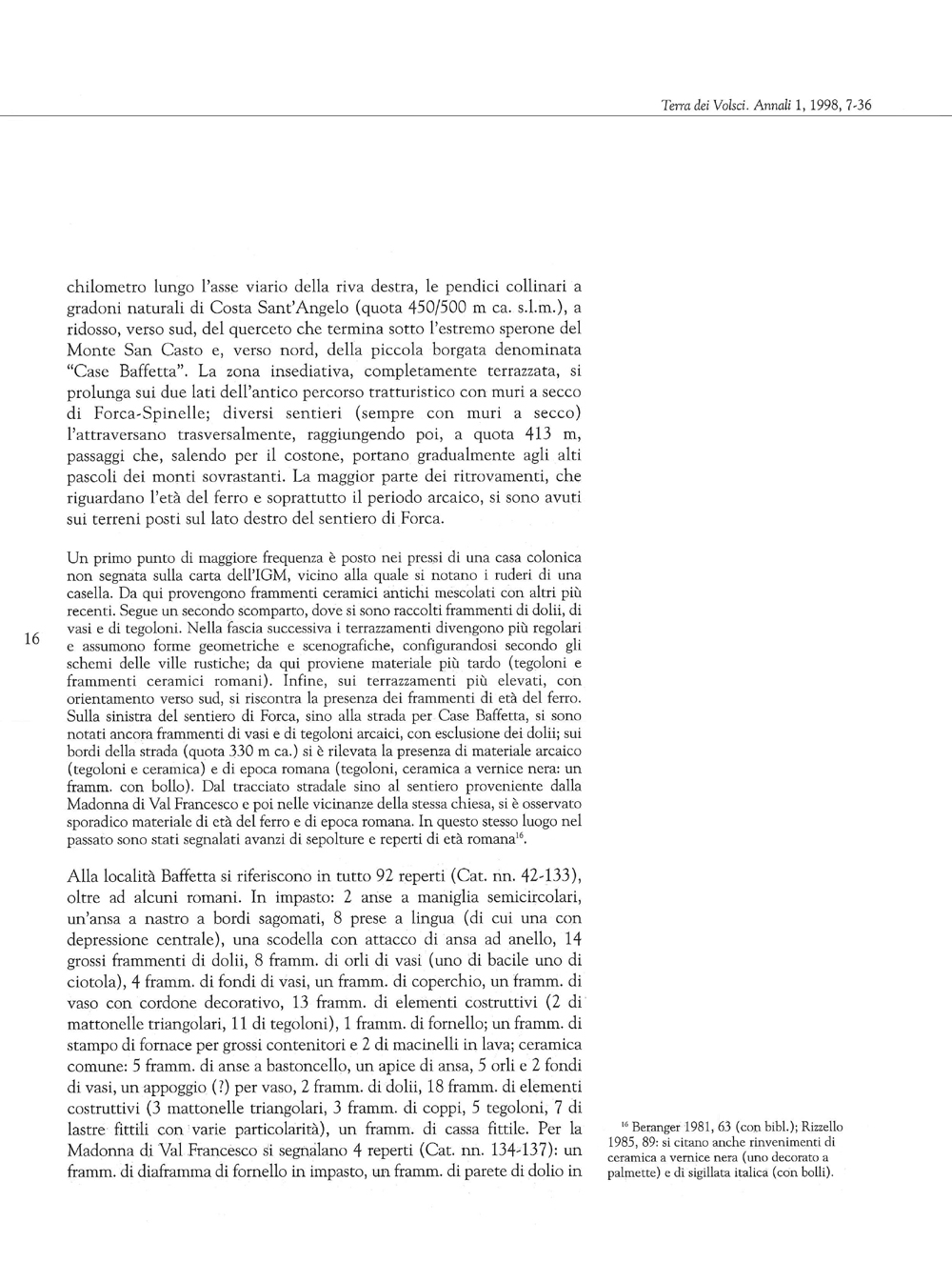 Terra dei Volsci. Annali del Museo Archeologico di Frosinone, 1998, 1, Rizzello