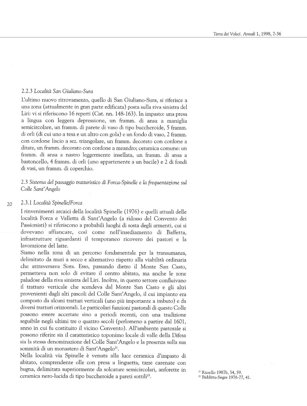 Terra dei Volsci. Annali del Museo Archeologico di Frosinone, 1998, 1, Rizzello