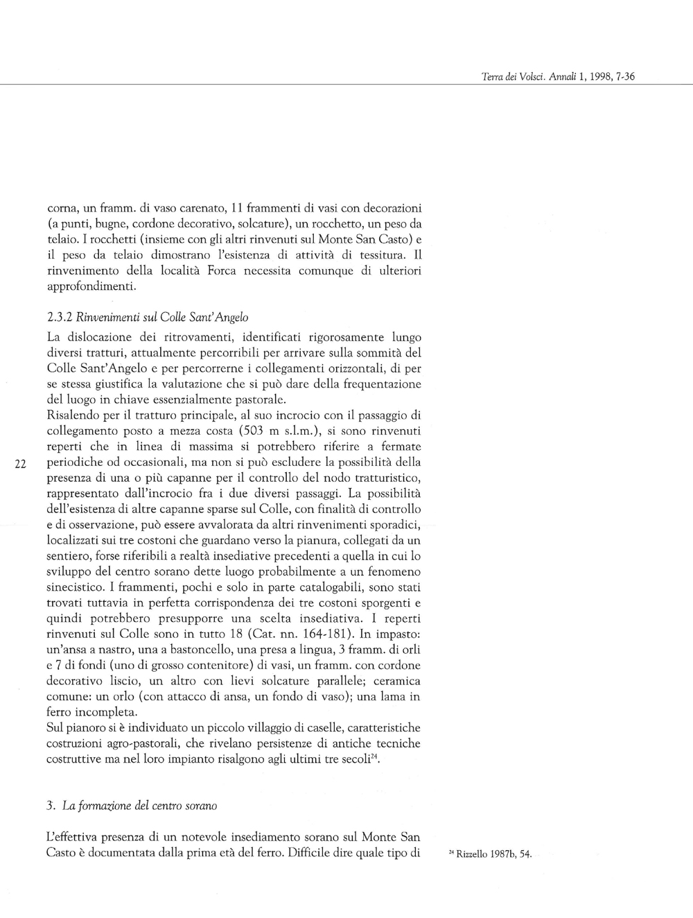 Terra dei Volsci. Annali del Museo Archeologico di Frosinone, 1998, 1, Rizzello