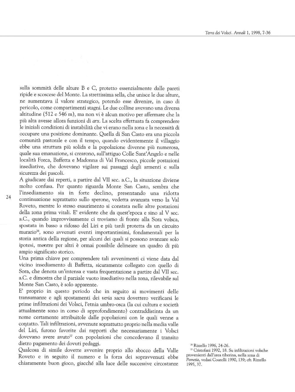 Terra dei Volsci. Annali del Museo Archeologico di Frosinone, 1998, 1, Rizzello